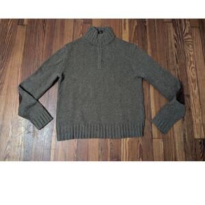 Polo Ralph Lauren Hemp Blend Brown Quarter Zip Sweater Mens Medium